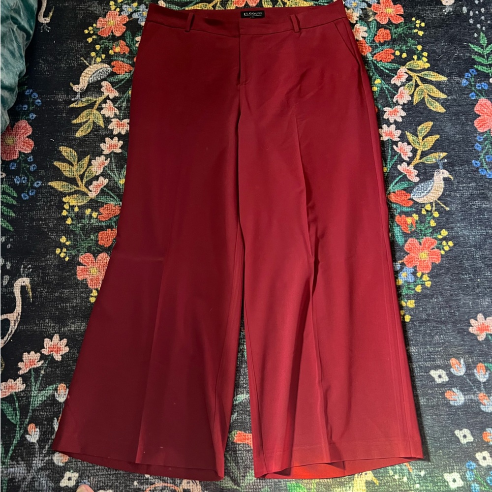 Burgundy wide leg trousers